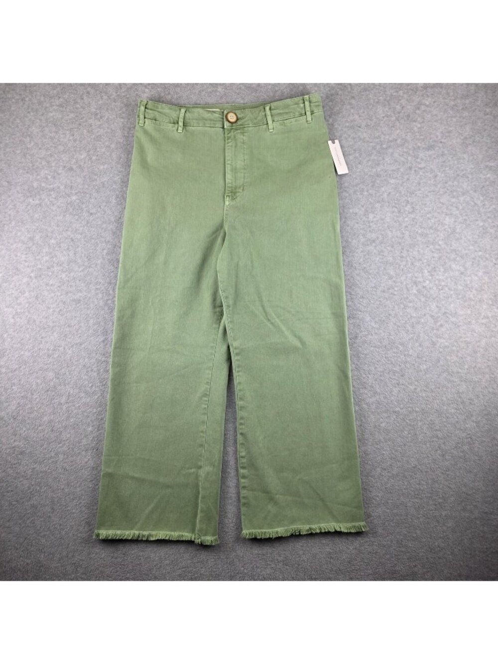 Pilcro Pants Womens 31 Green Cropped Wide Leg Frayed Hem Stretch NWT